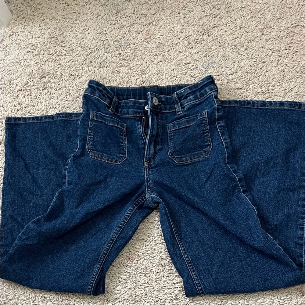 H&M Wide Leg Denim Jeans - Deep Blue